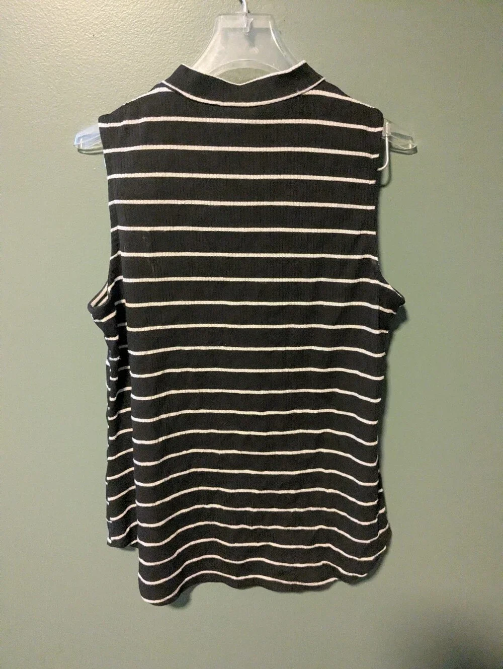 Apt. 9 Black & White Striped Mock Neck Tank